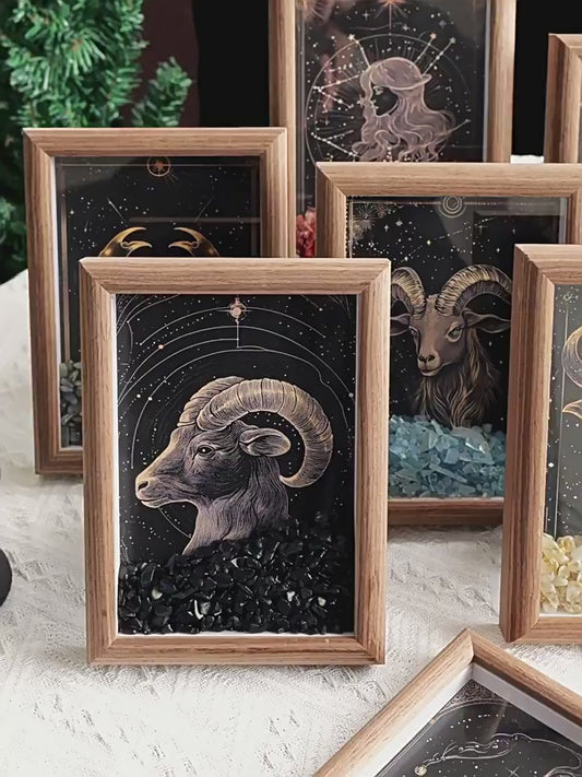 Handcrafted Natural Crystal Zodiac Constellation Frame